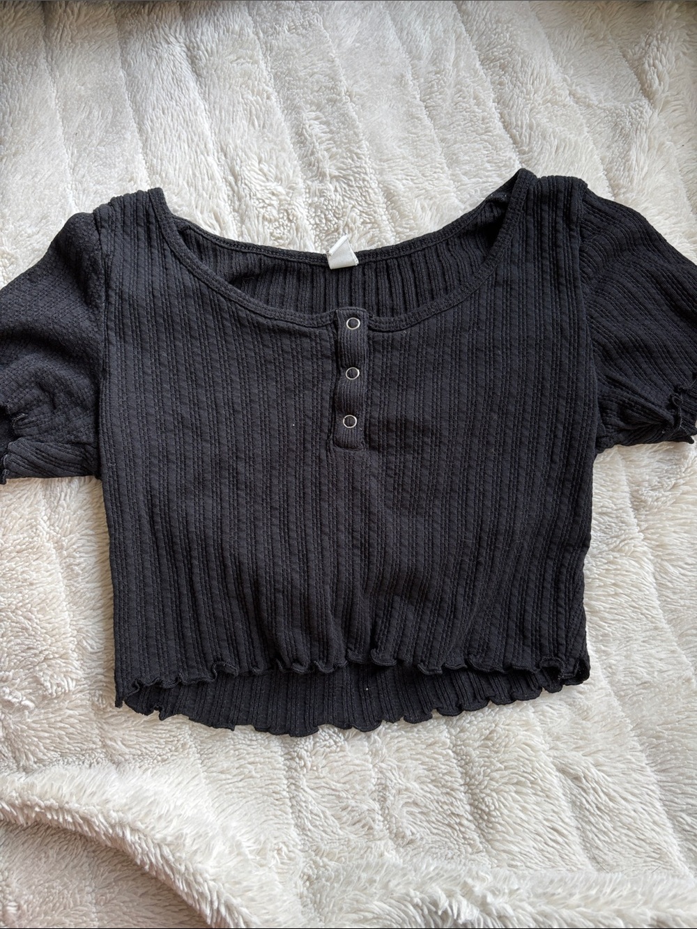 Nordstrom Black Ribbed Cropped Top